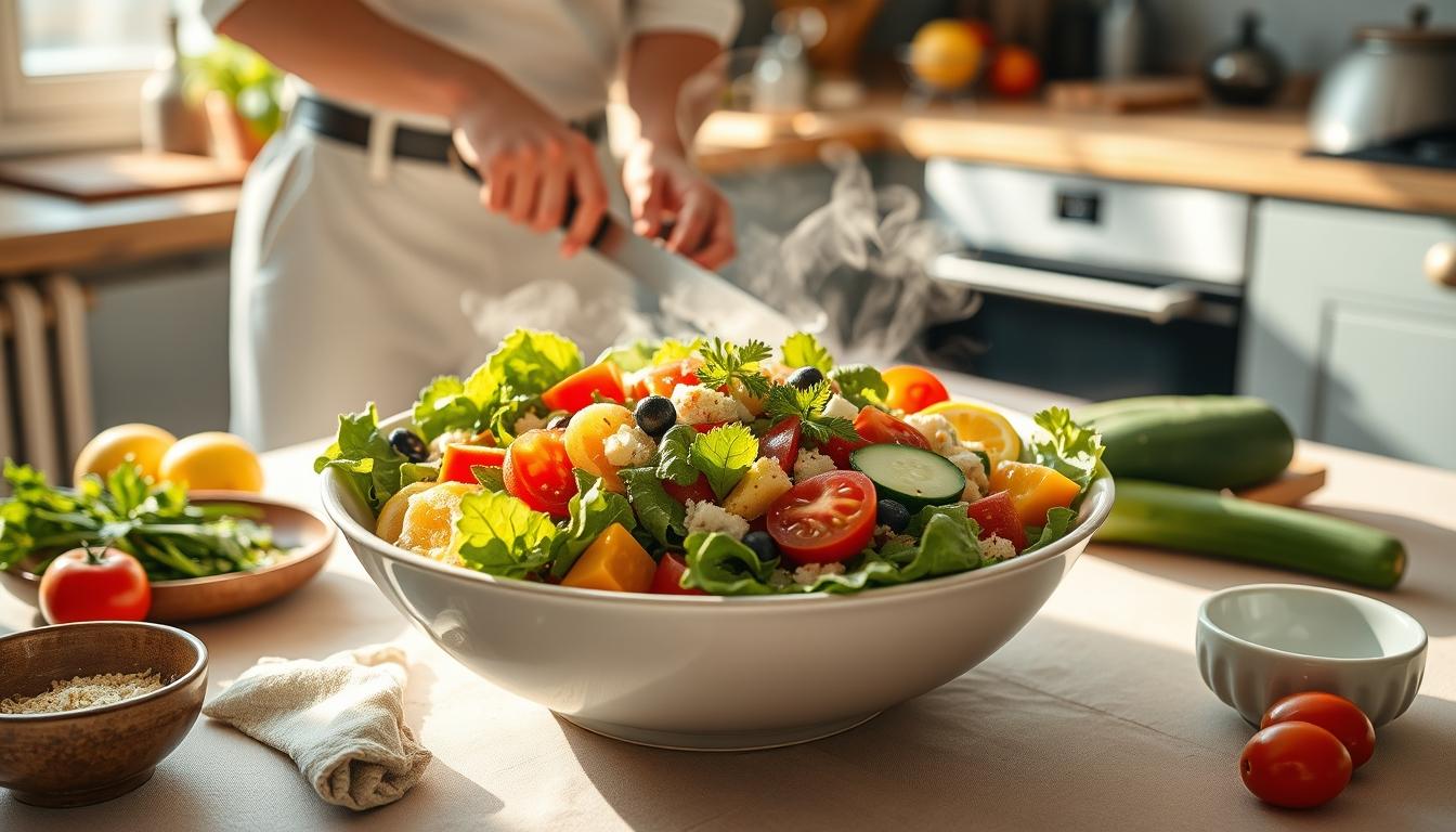Quick weeknight dinner prepared in a home kitchen