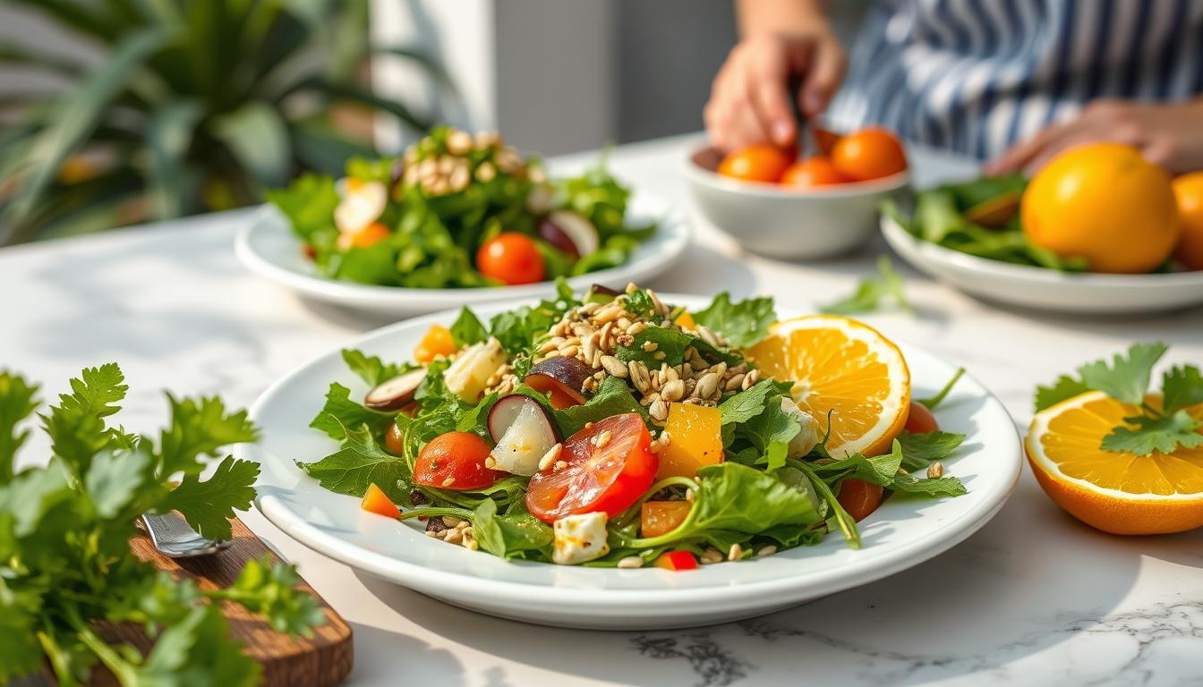 Measured baking ingredients prepared on a counter